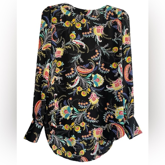 LOFT Top, Long Sleeve, Button Cuffs, Key Hole Cut, Floral,Paisley,Romantic, Sz S - Picture 3 of 8